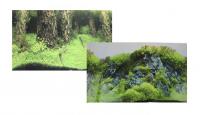 Фон для аквариума двуxсторонний Затопленный лес/Камни с растениями 50x100см