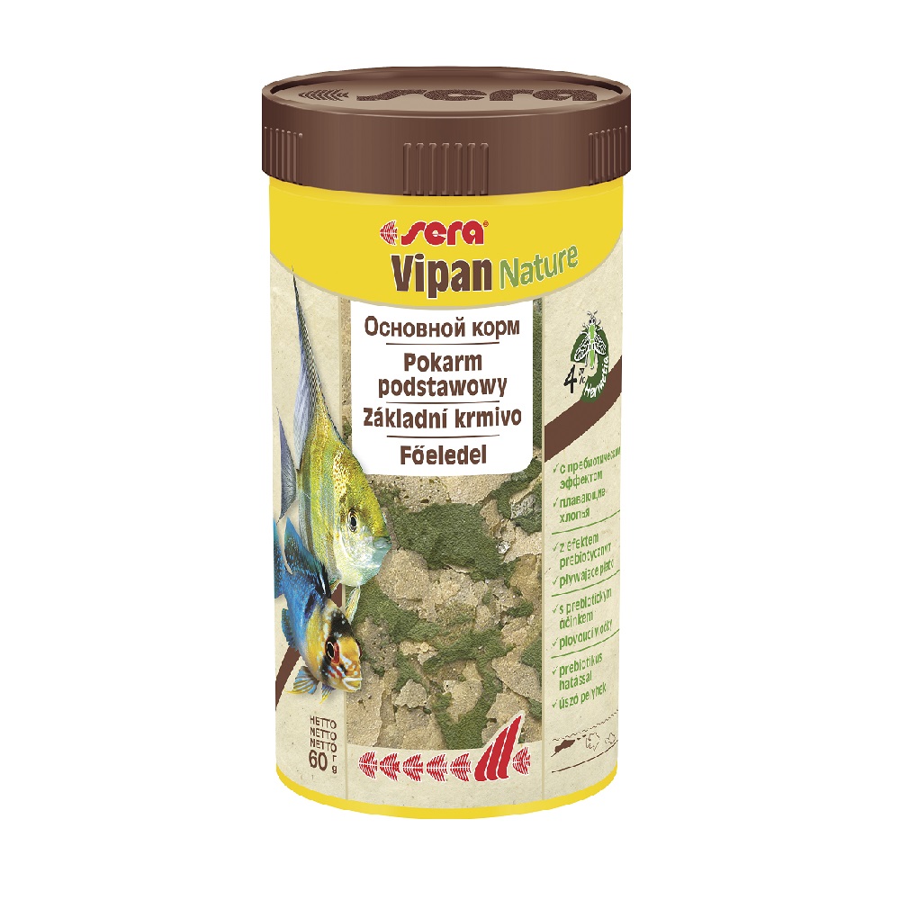 Корм Sera для рыб VIPAN Nature хлопья 250мл/60г