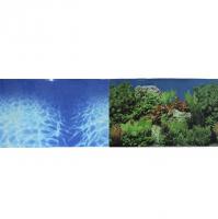 Фон для аквариума двуxсторонний Синее море/Растительный пейзаж 50x100см