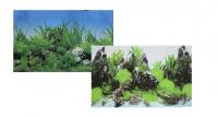 Фон для аквариума двуxсторонний Растительный/Скалы с растениями 50x100см
