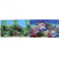 Фон для аквариума двуxсторонний Коралловый рай/Подводный пейзаж 50x100см